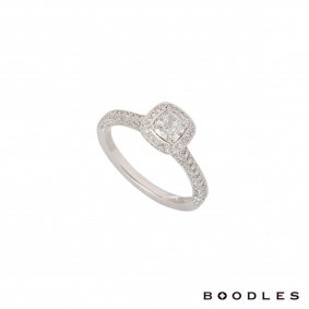 Boodles Platinum Cushion Cut Diamond Ring 0.51ct G/VS2